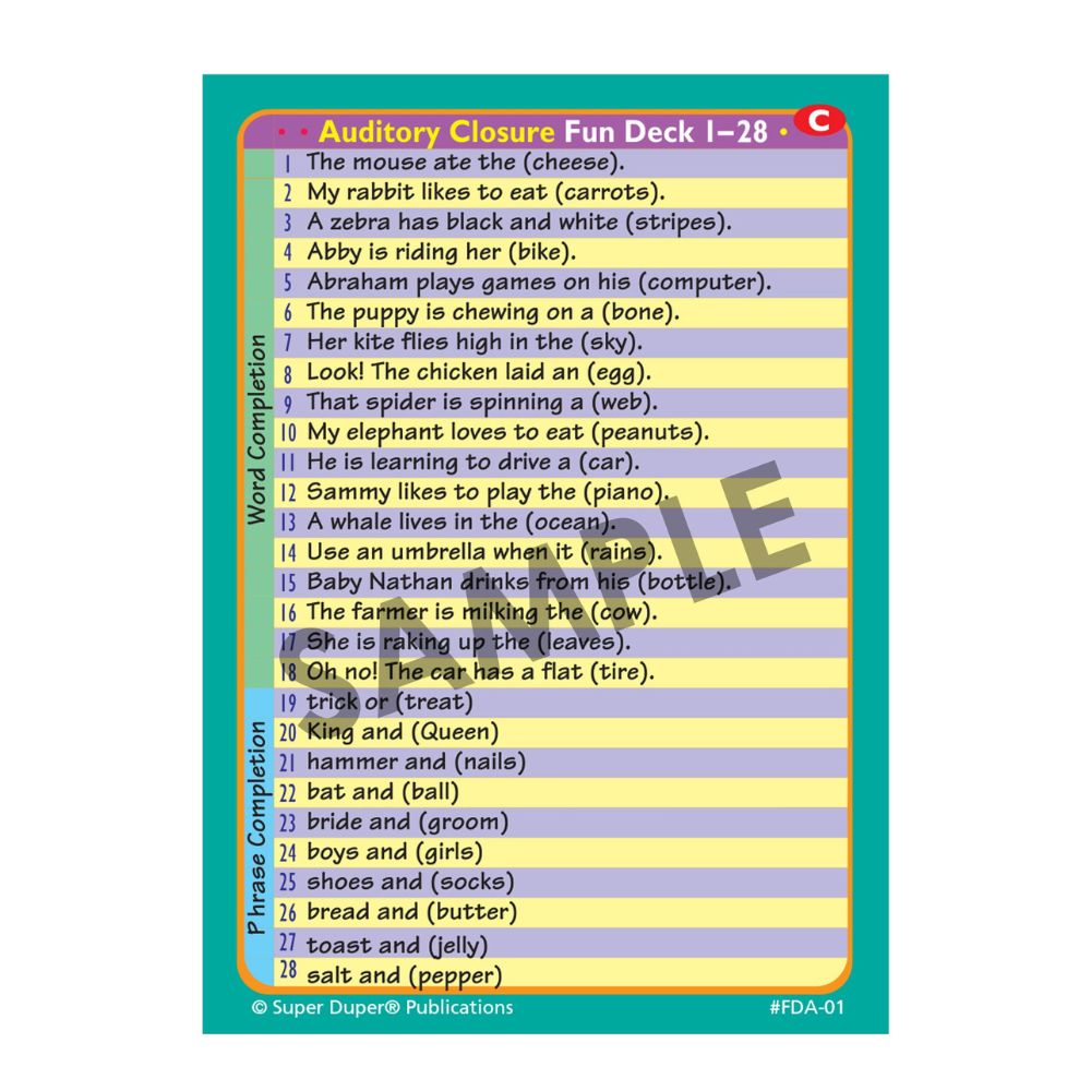 Auditory Closure Fun Deck