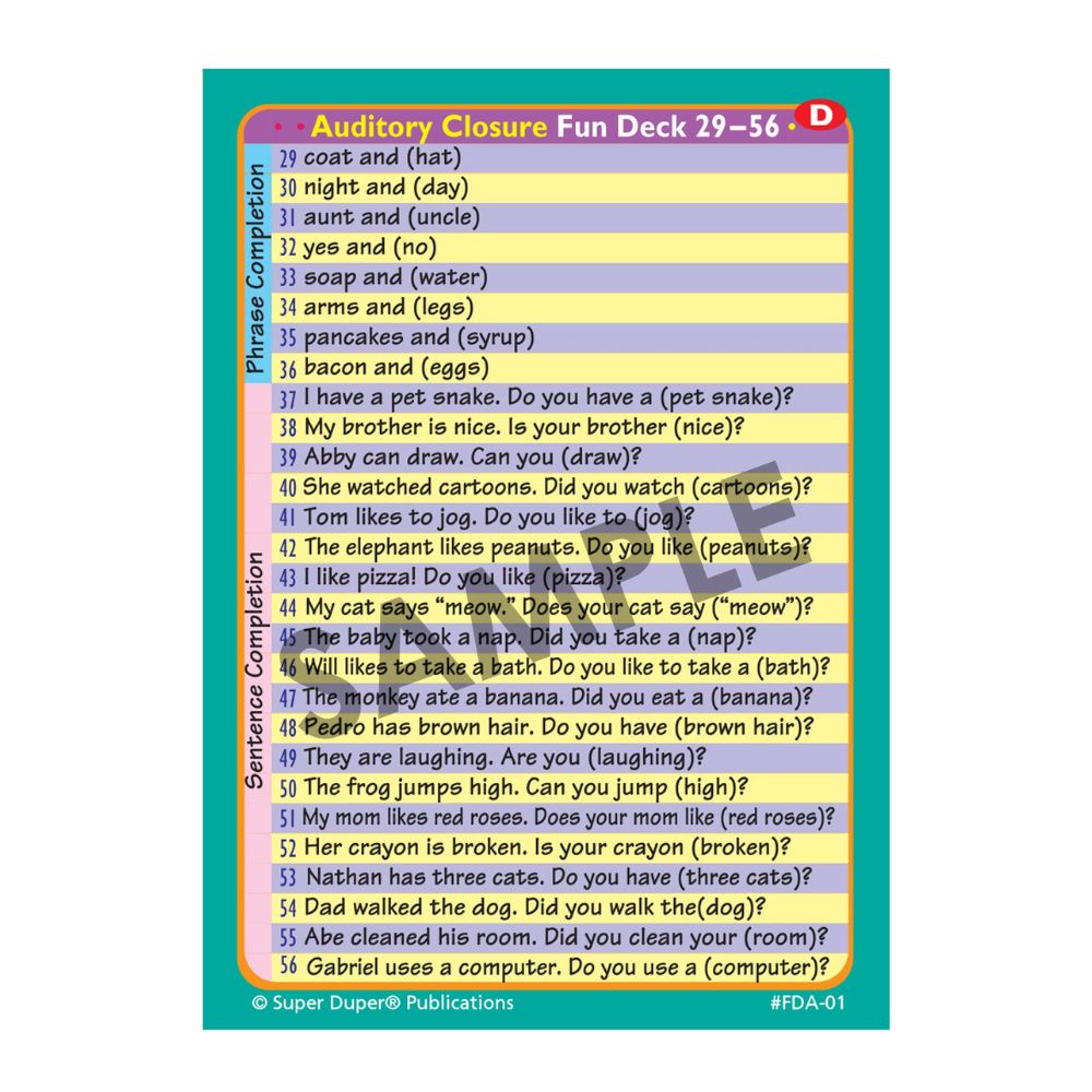 Auditory Closure Fun Deck