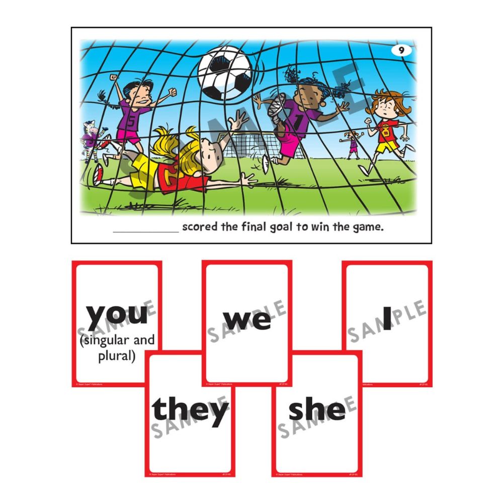 Funzee® Pronoun Throwdown Card Game, Game Board sample
