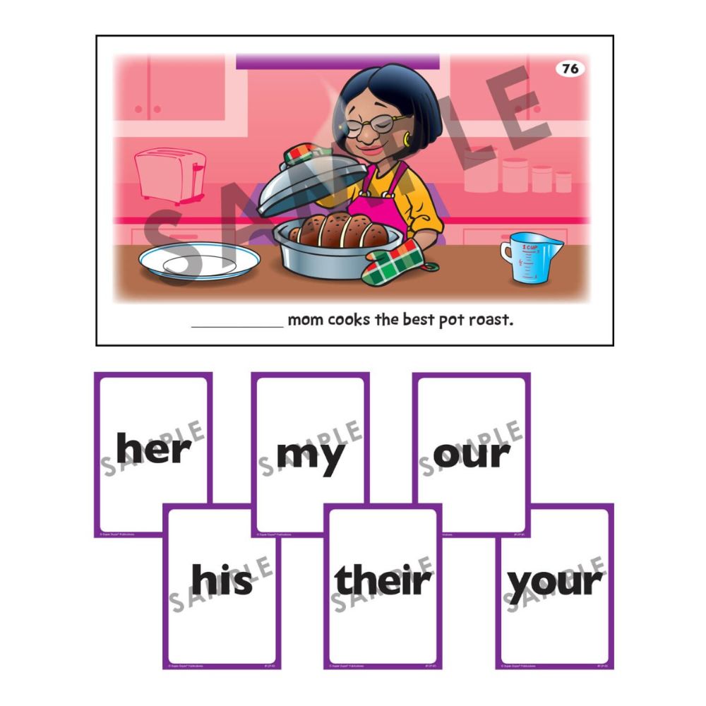 Funzee® Pronoun Throwdown Card Game, Game Board sample