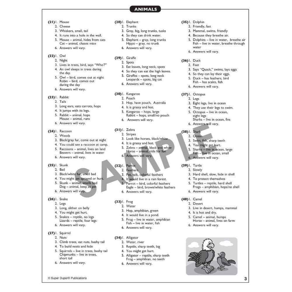 Turtle Talk® Fluency and Language Game for students and children animals answer key