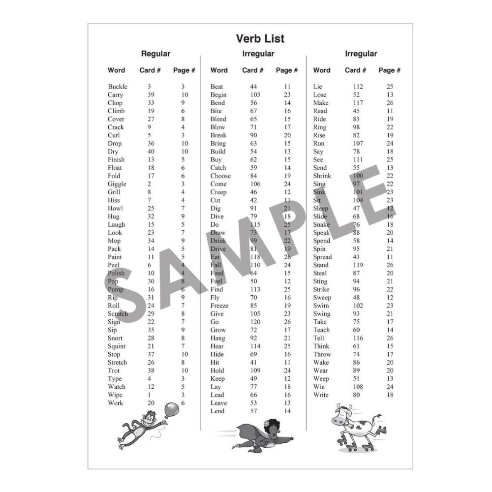 WHOOSH® Action Verb Game, Verb List