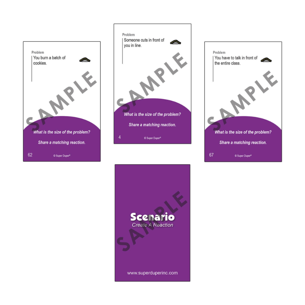 Social City® game board card samples: problem scenarios