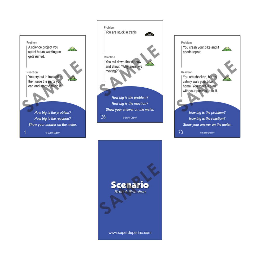 Social City® game board card samples: problem scenarios