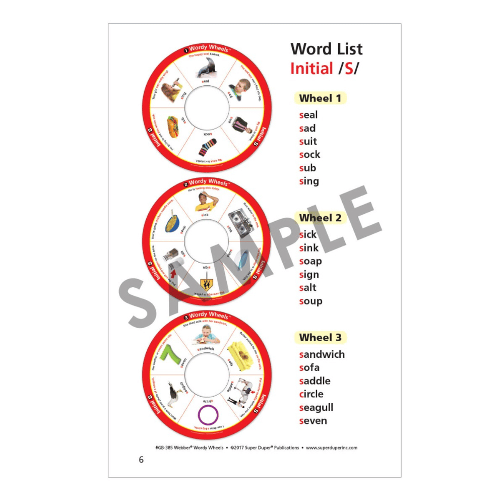 Webber® Wordy Wheels® (S/L/R and Vocalic R) Word List Initial /S/