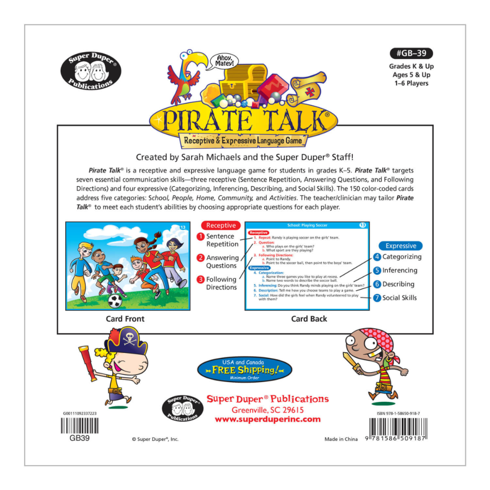 Pirate Talk® Board Game box back