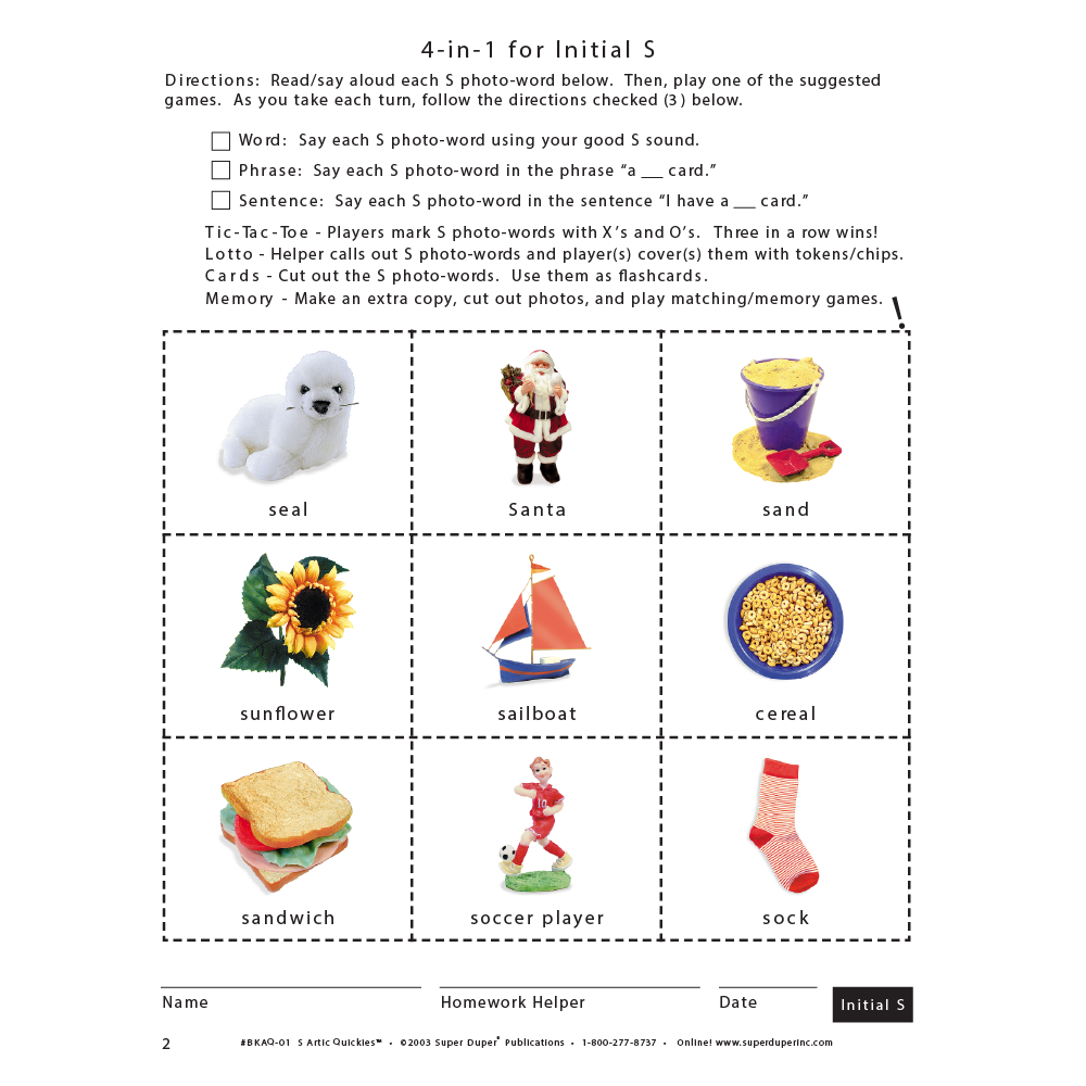 Artic Quickies Reproducible Photo Fun Sheets Initial S Activity