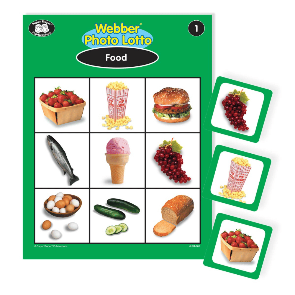 Webber® Photo Lotto Games - Around the Home and Food, food game board