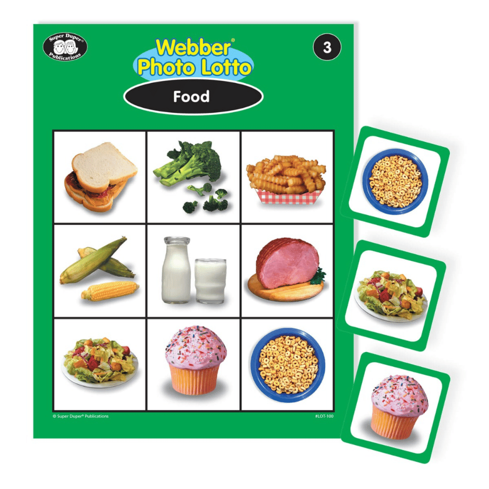 Webber® Photo Lotto Games - Around the Home and Food, food game board