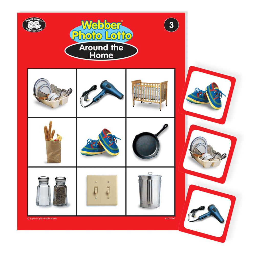 Webber® Photo Lotto Games - Around the Home and Food, around the home game board
