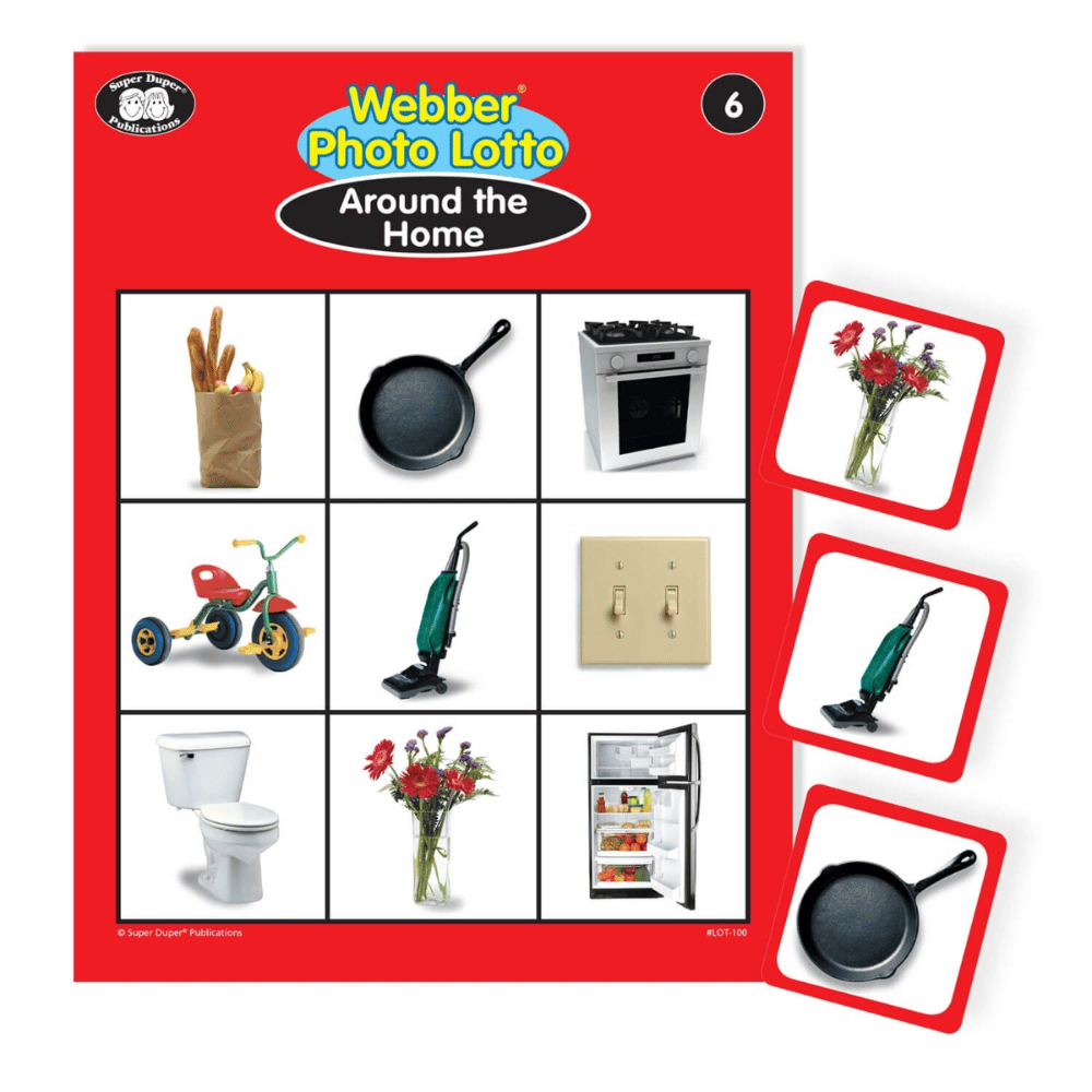 Webber® Photo Lotto Games - Around the Home and Food, around the home game board