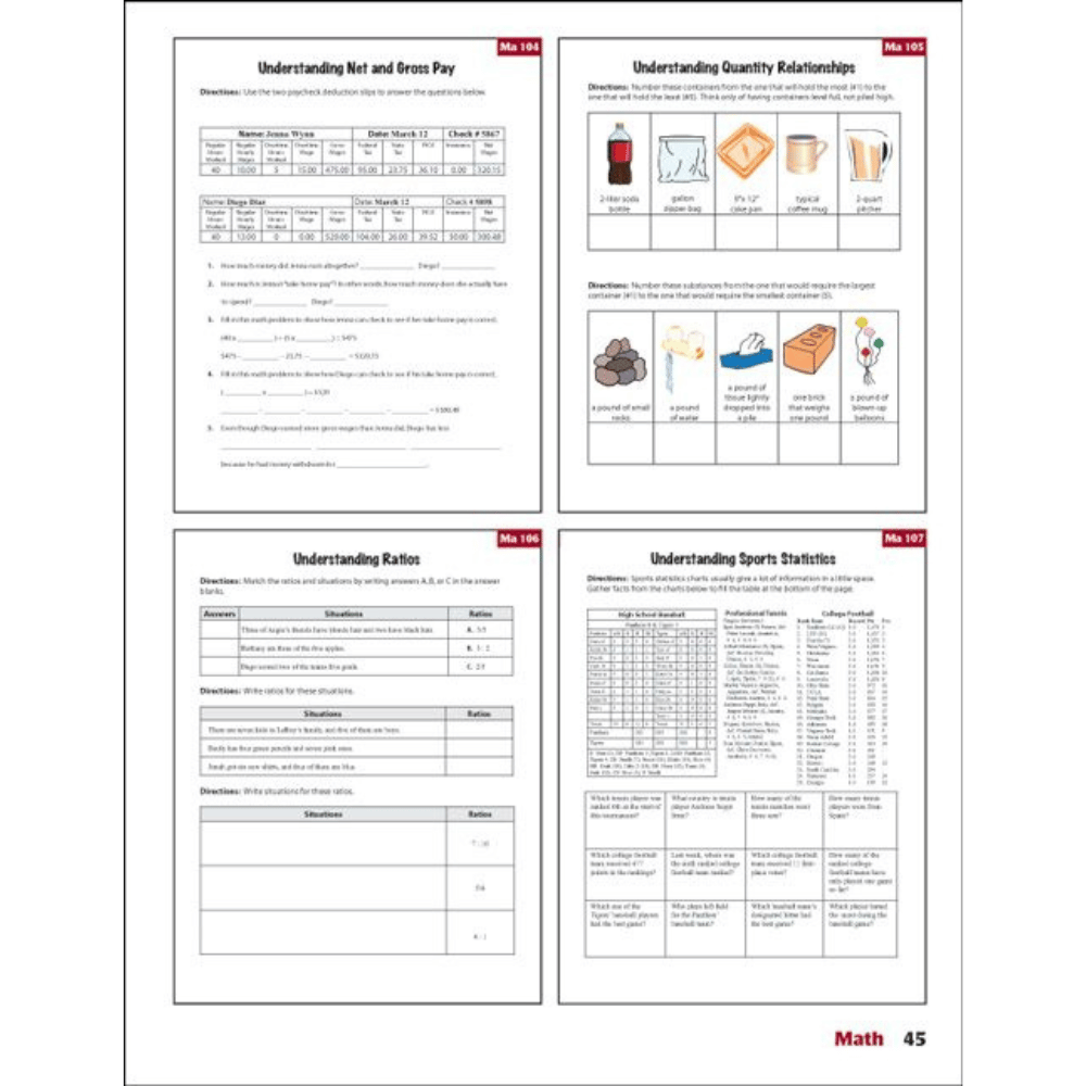 Life Skill Lessons Math worksheets