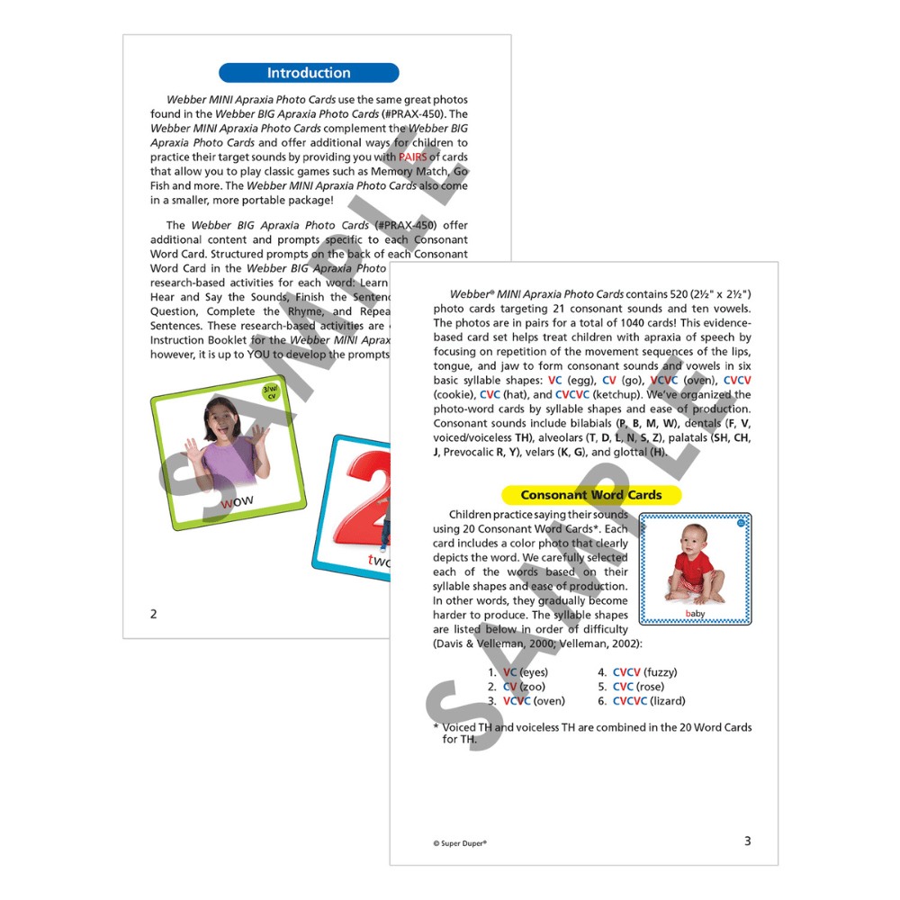 Webber® MINI Apraxia Photo Cards Introduction