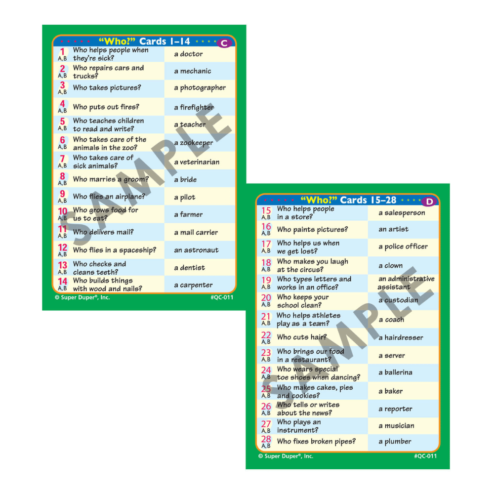 Ask And Answer® "WH" Question Cards