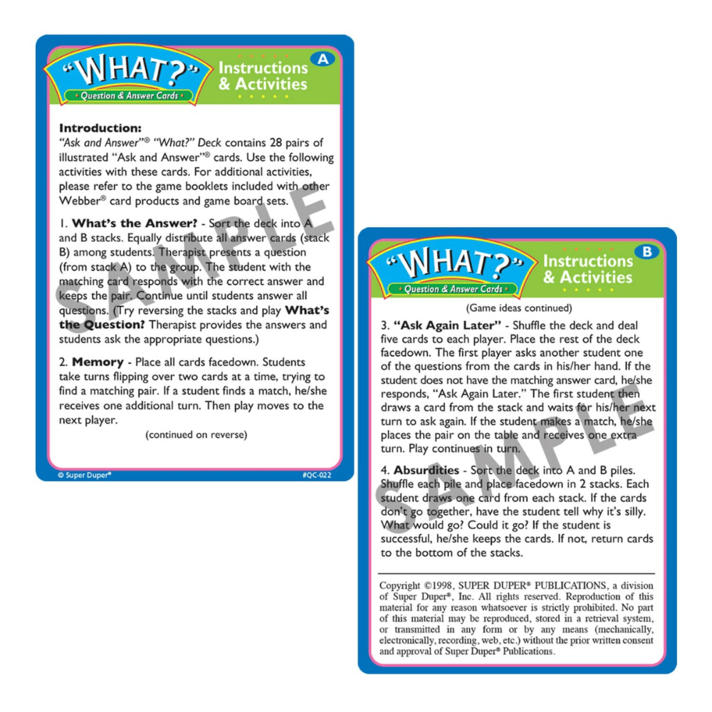 Ask And Answer® "WH" Question Cards
