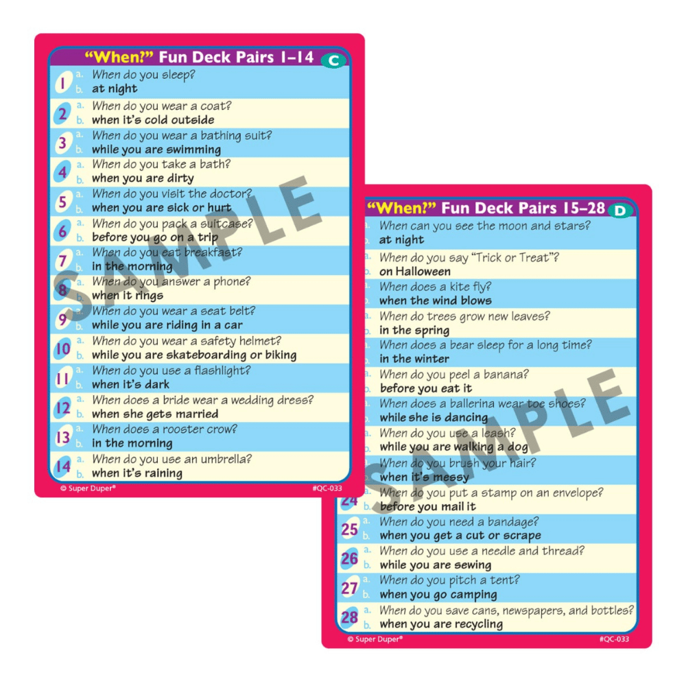 Ask And Answer® "WH" Question Cards