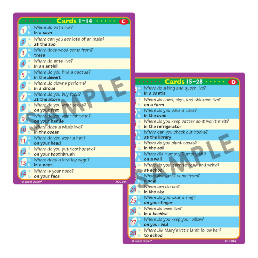 Ask And Answer® "WH" Question Cards