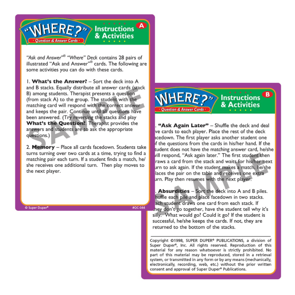 Ask And Answer® "WH" Question Cards