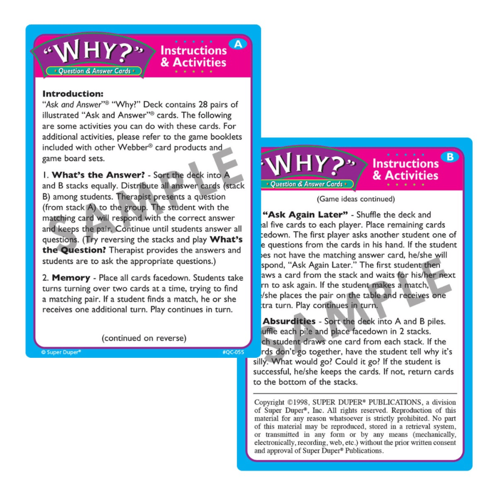 Ask And Answer® "WH" Question Cards