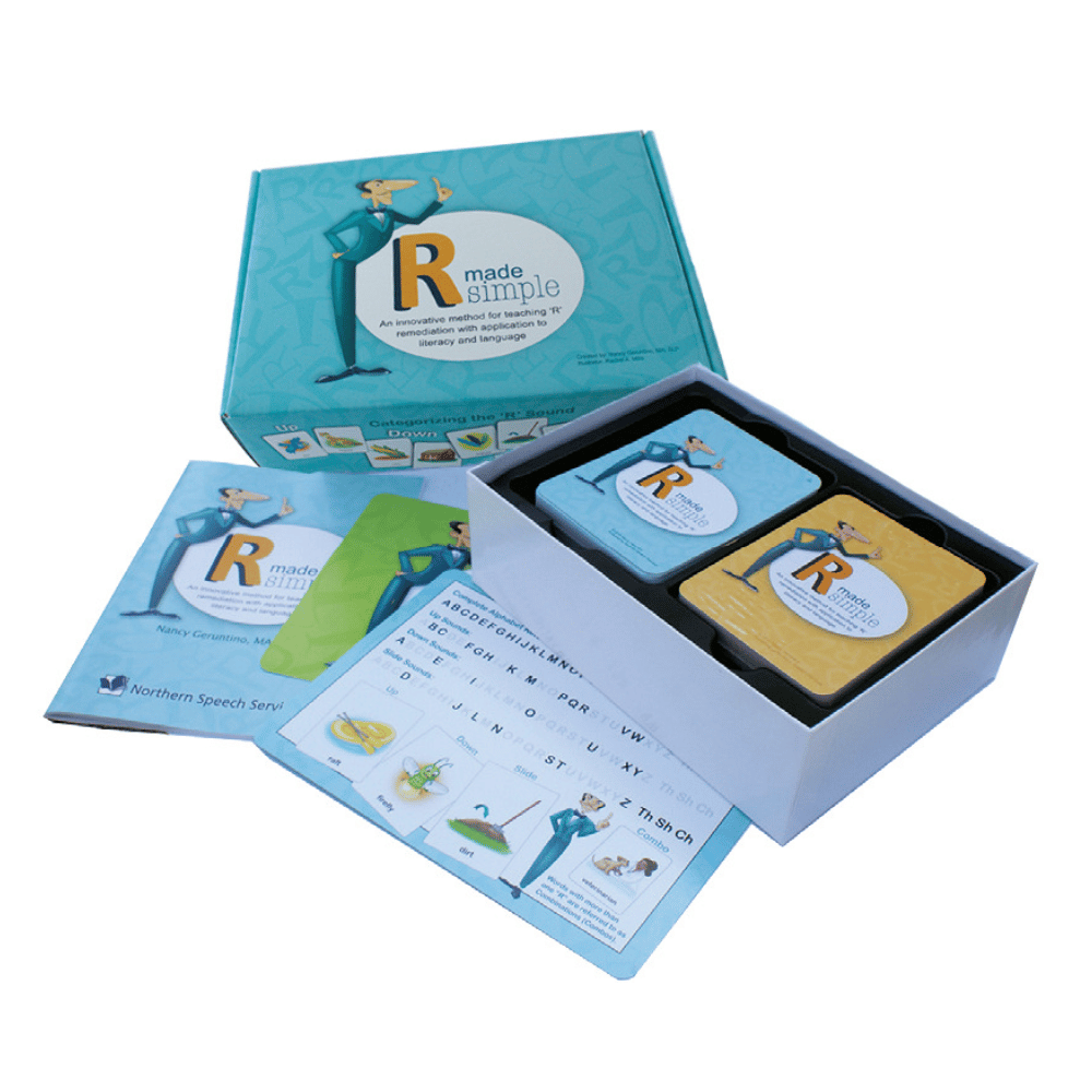 Educational card set with 'R made simple' branding on a white background