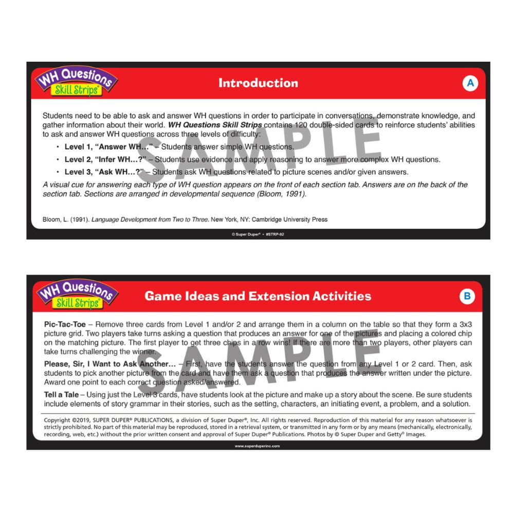 WH Questions Skill Strips® Introduction
