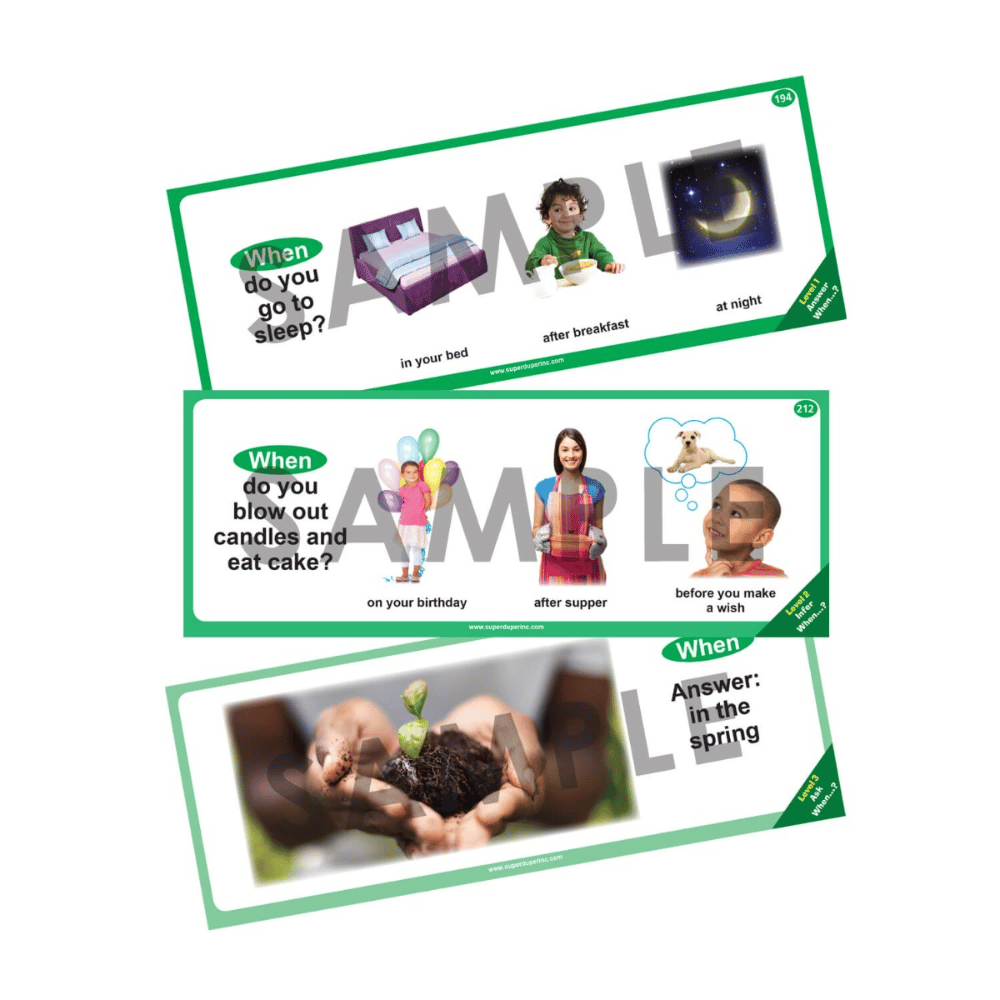 WH Questions Skill Strips® Sample Cards