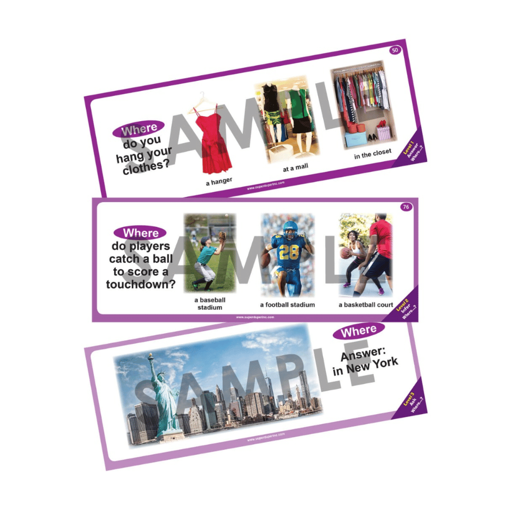 WH Questions Skill Strips® Sample Cards
