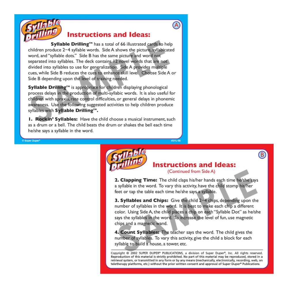Syllable Drilling™ Card Deck Instructions