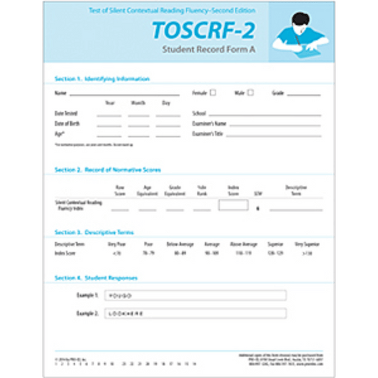 TOSCRF-2: Test of Silent Contextual Reading Fluency (Second Edition) Student Record Form A