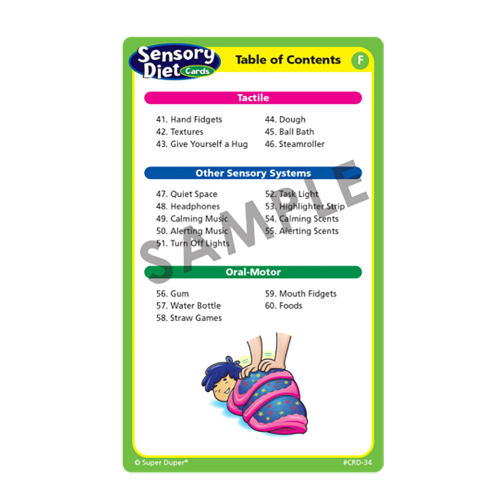 Sensory Diet Cards (Second Edition), Table of Contents (F)