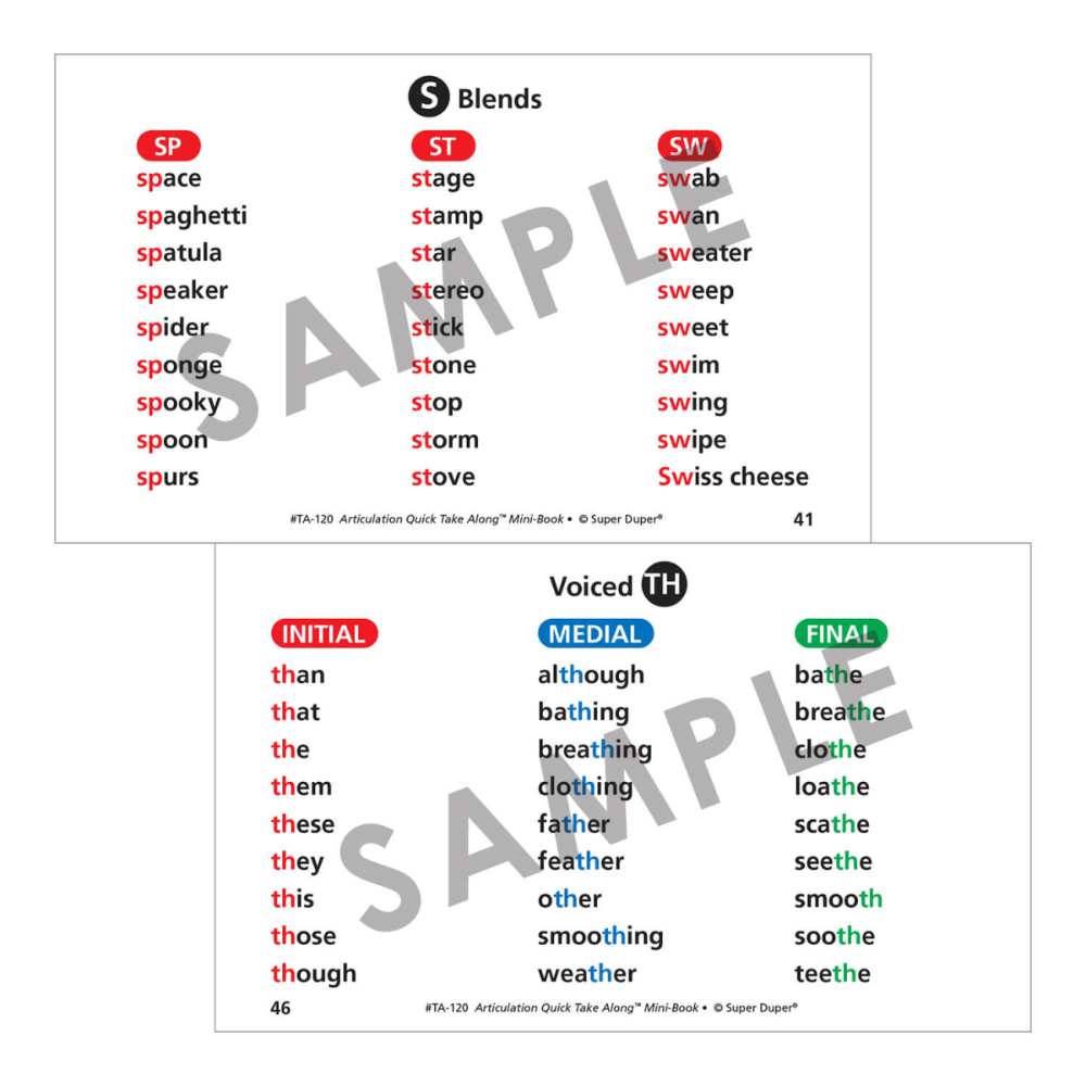 Articulation Quick Take Along® Mini-Book