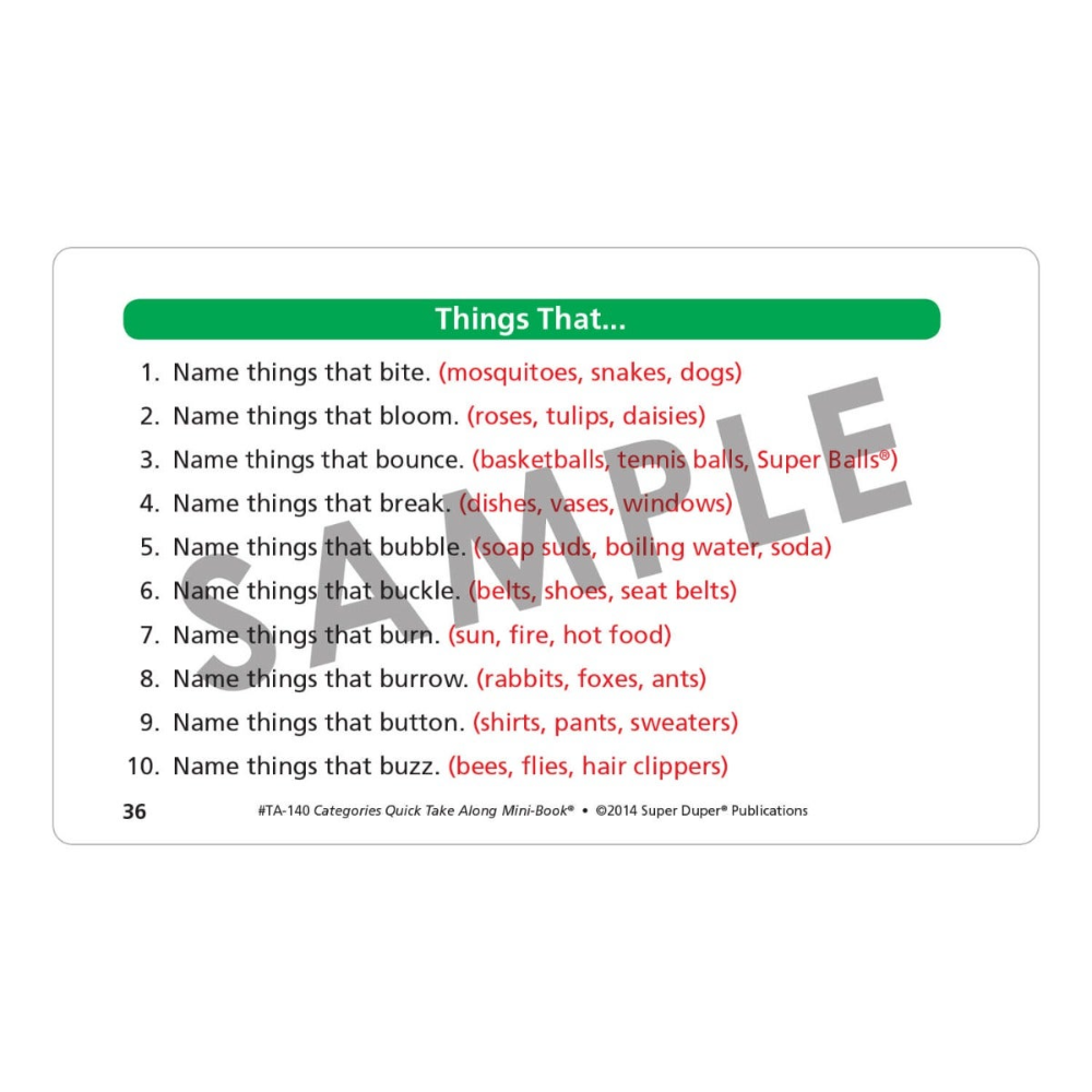 Categories Quick Take Along® Mini-Book