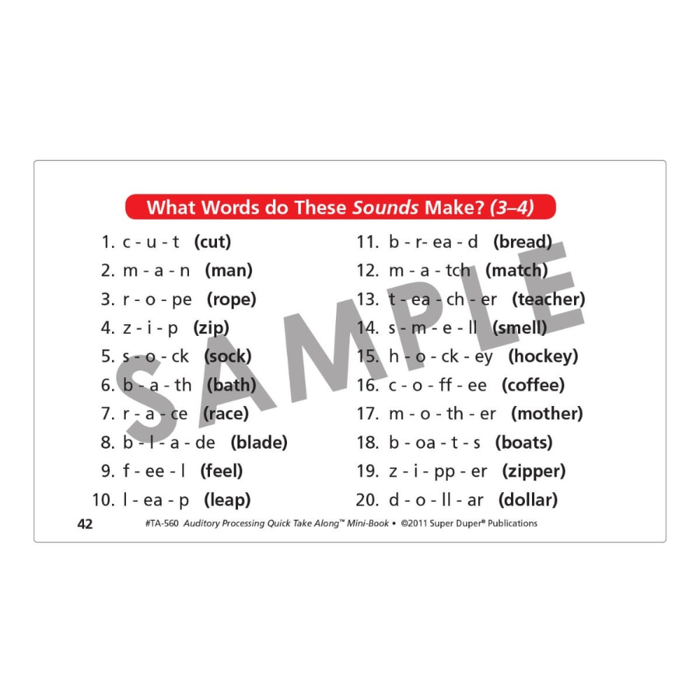 Auditory Processing Quick Take Along® Mini-Book