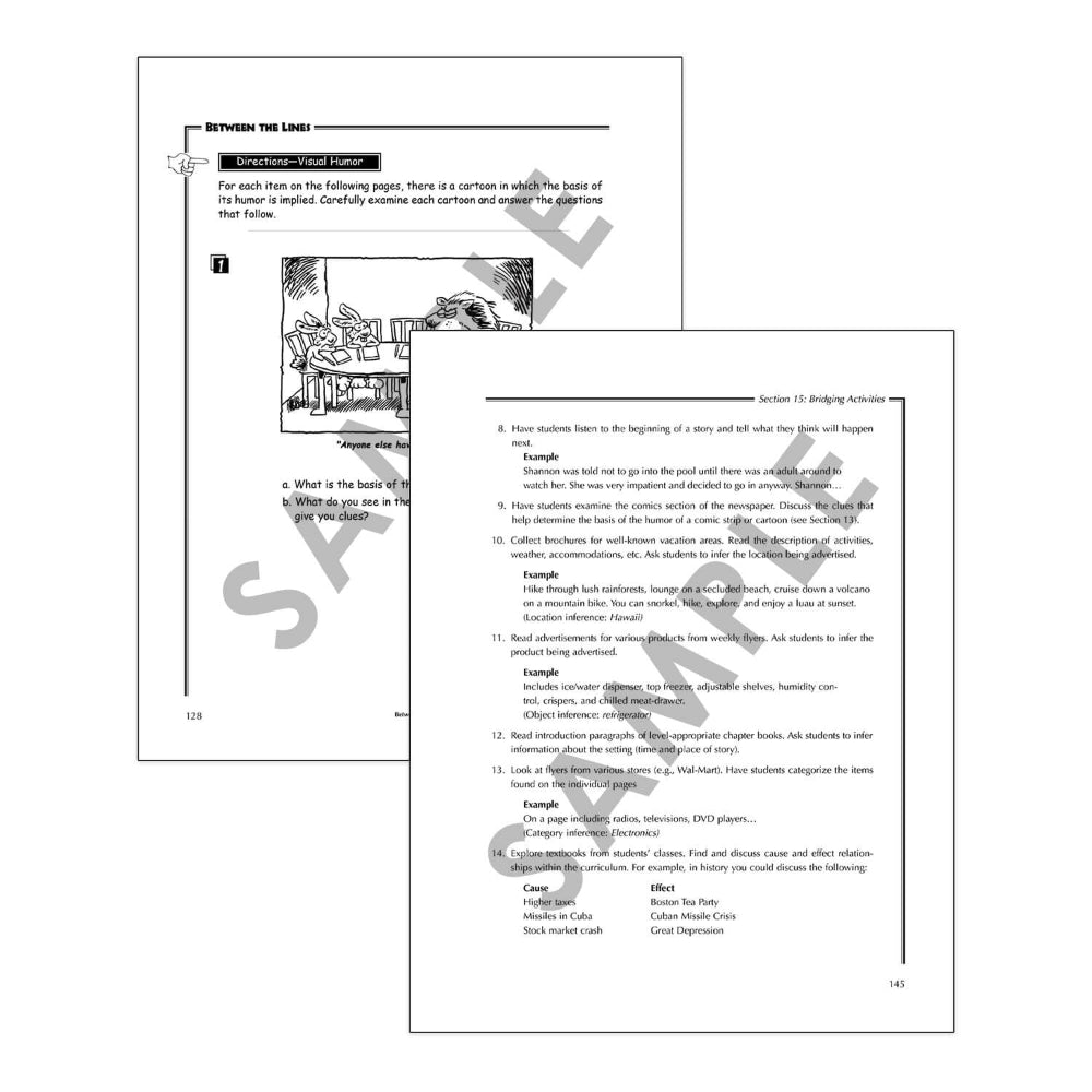 Educational book or workbook with text and illustrations on a white background