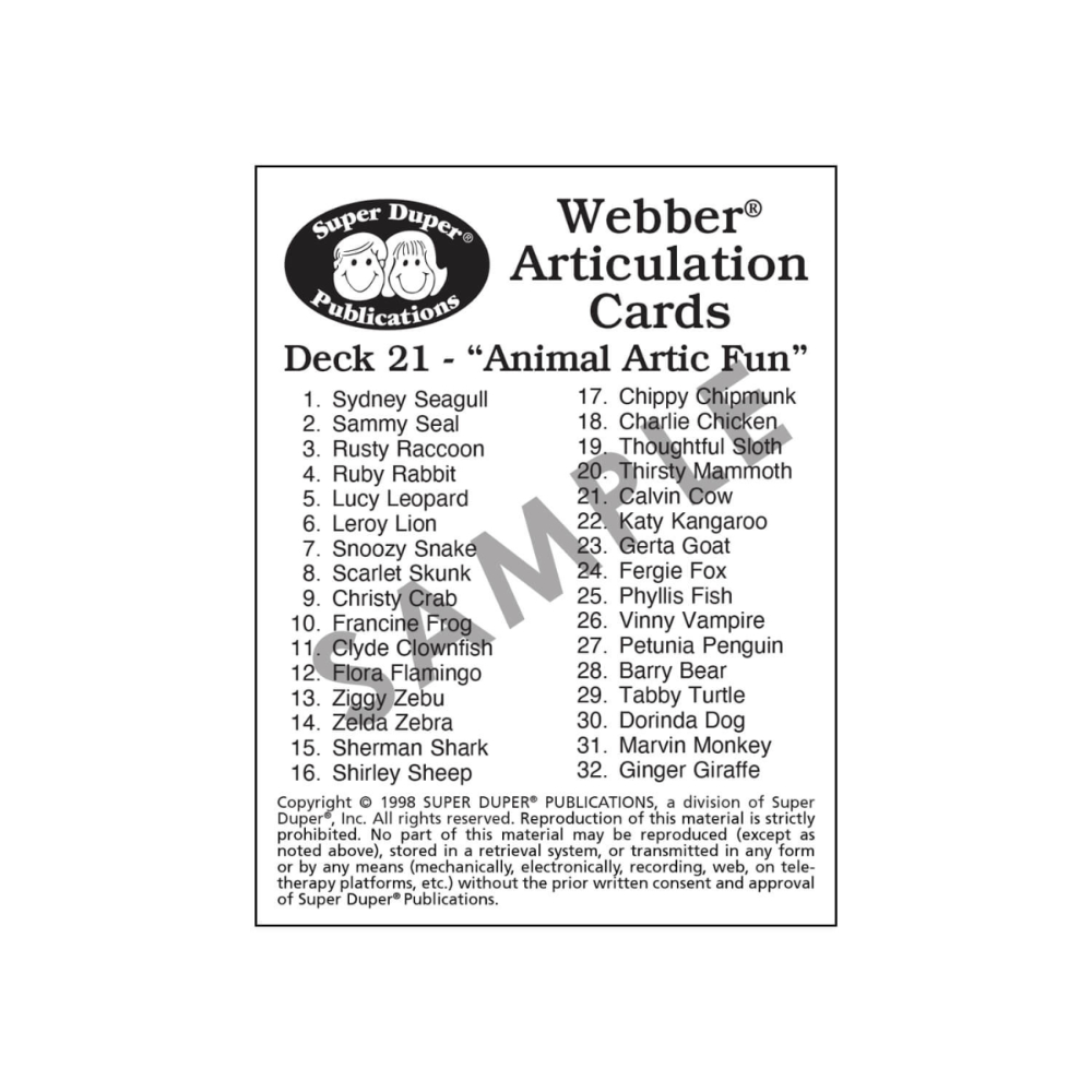 Webber® Articulation Cards Bundle 3