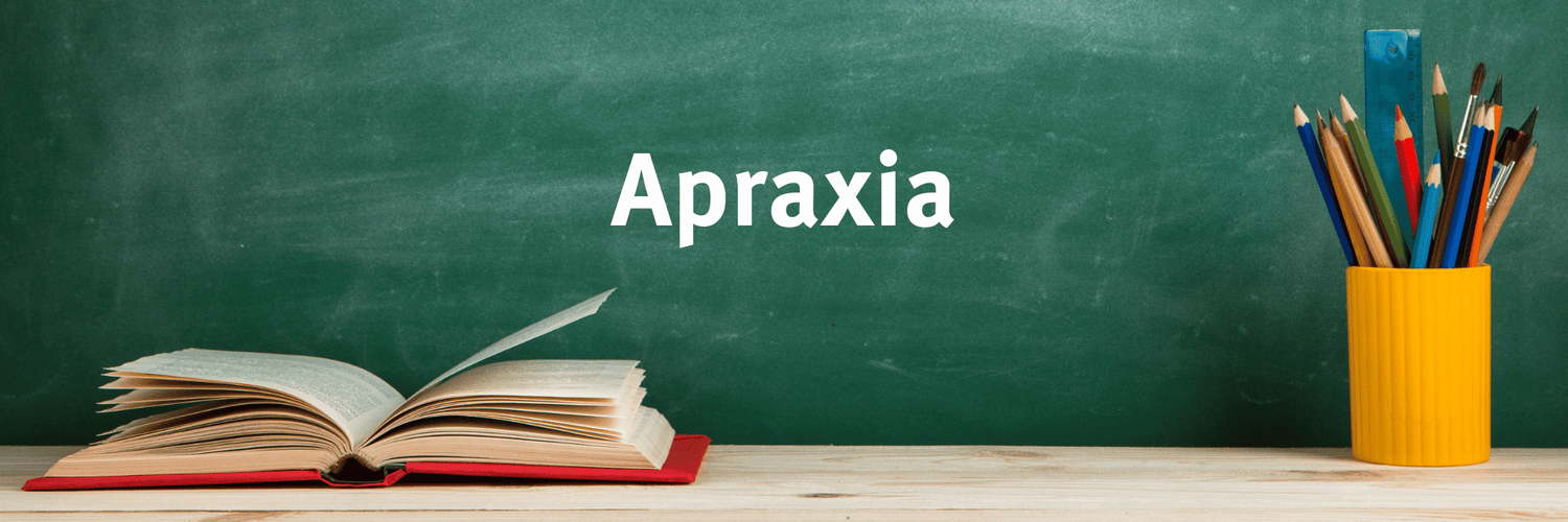 Image of a chalkboard with the text Apraxia