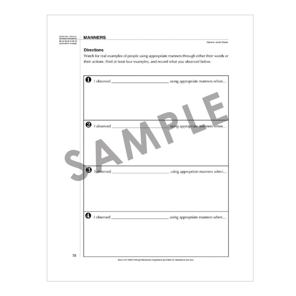 Social Skill Strategies (2nd Edition), making a complaint worksheet
