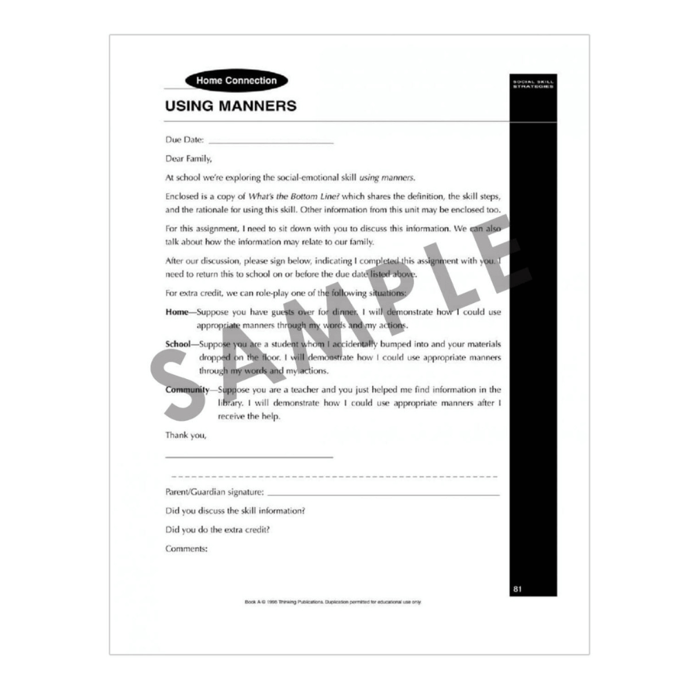 Social Skill Strategies (2nd Edition), dealing with anger activity