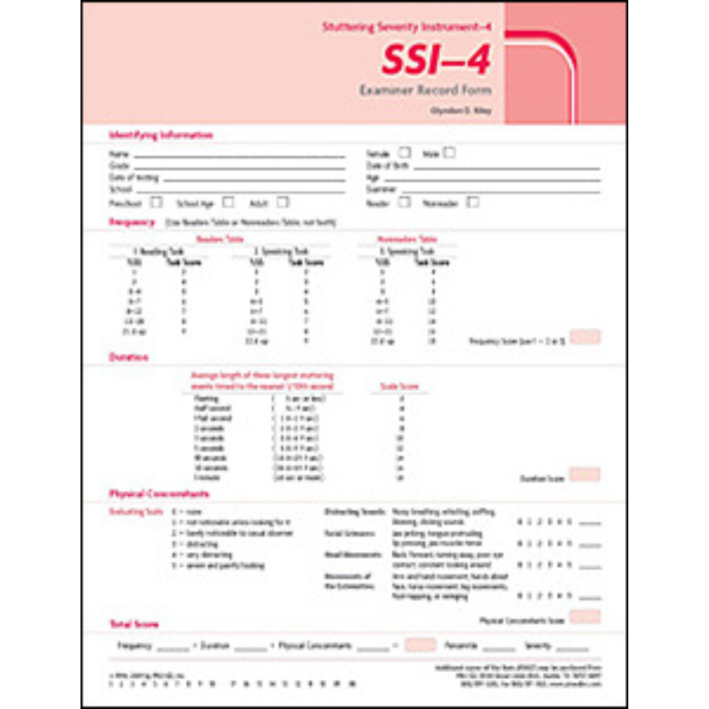 SSI-4: Stuttering Severity Instrument (Fourth Edition)