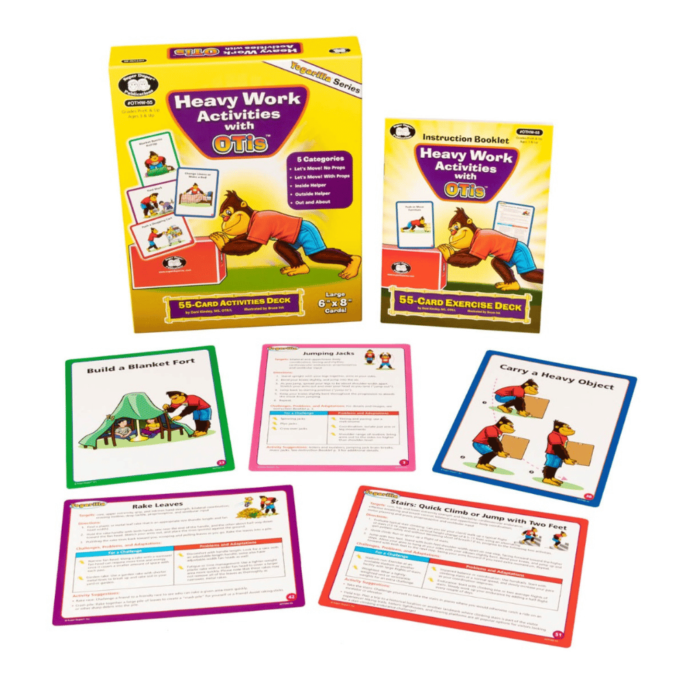 Heavy Work Activities with OTis™ card deck, 55 illustrated activity cards