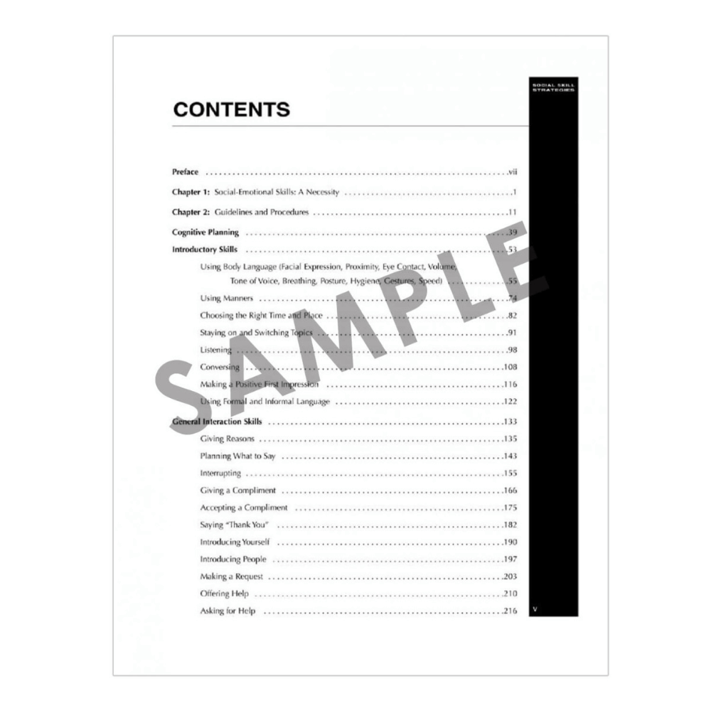 Social Skill Strategies (2nd Edition), table of contents