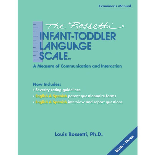 Book cover of 'The Rossetti Infant-Toddler Language Scale' with text on a teal background