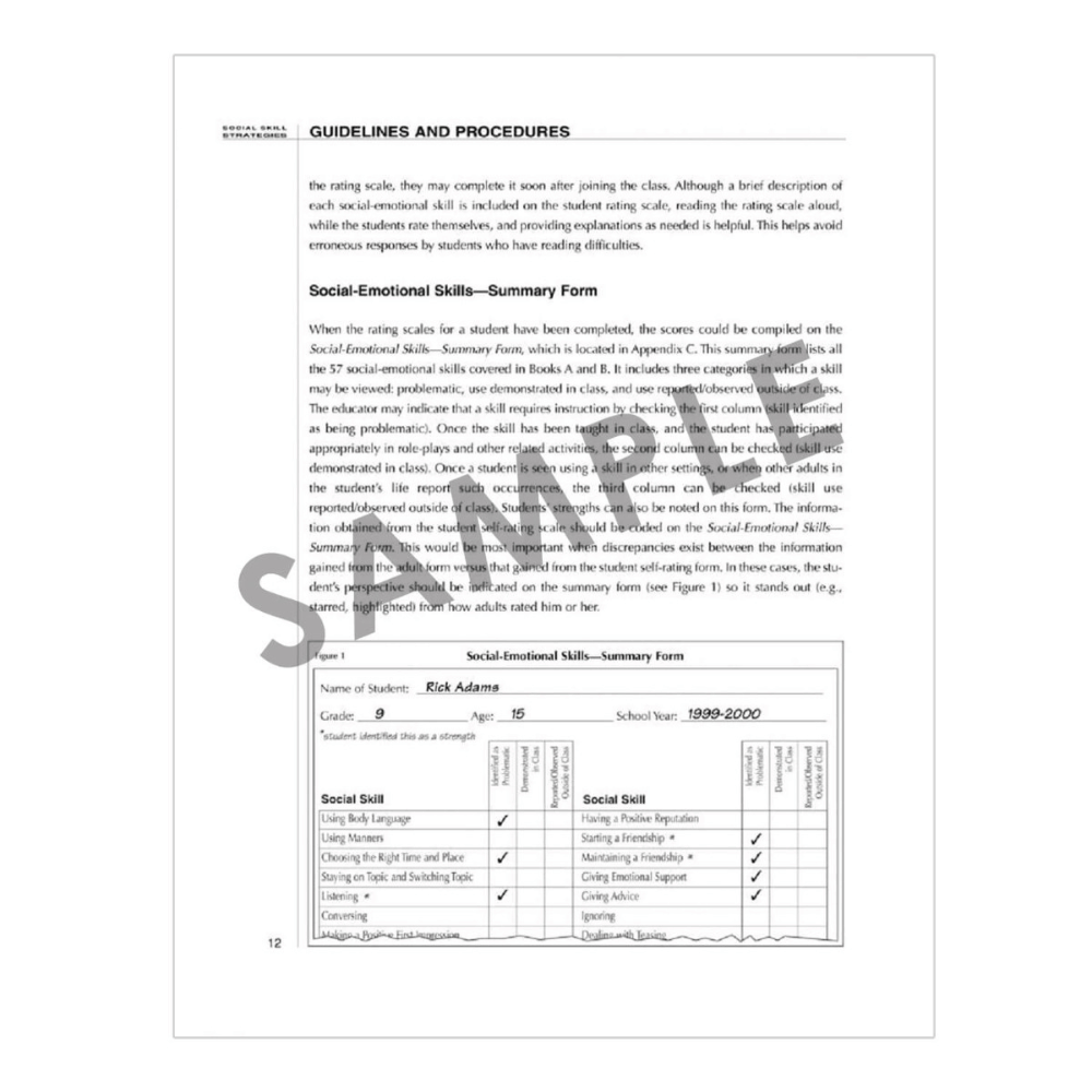 Social Skill Strategies (2nd Edition), offering help worksheet