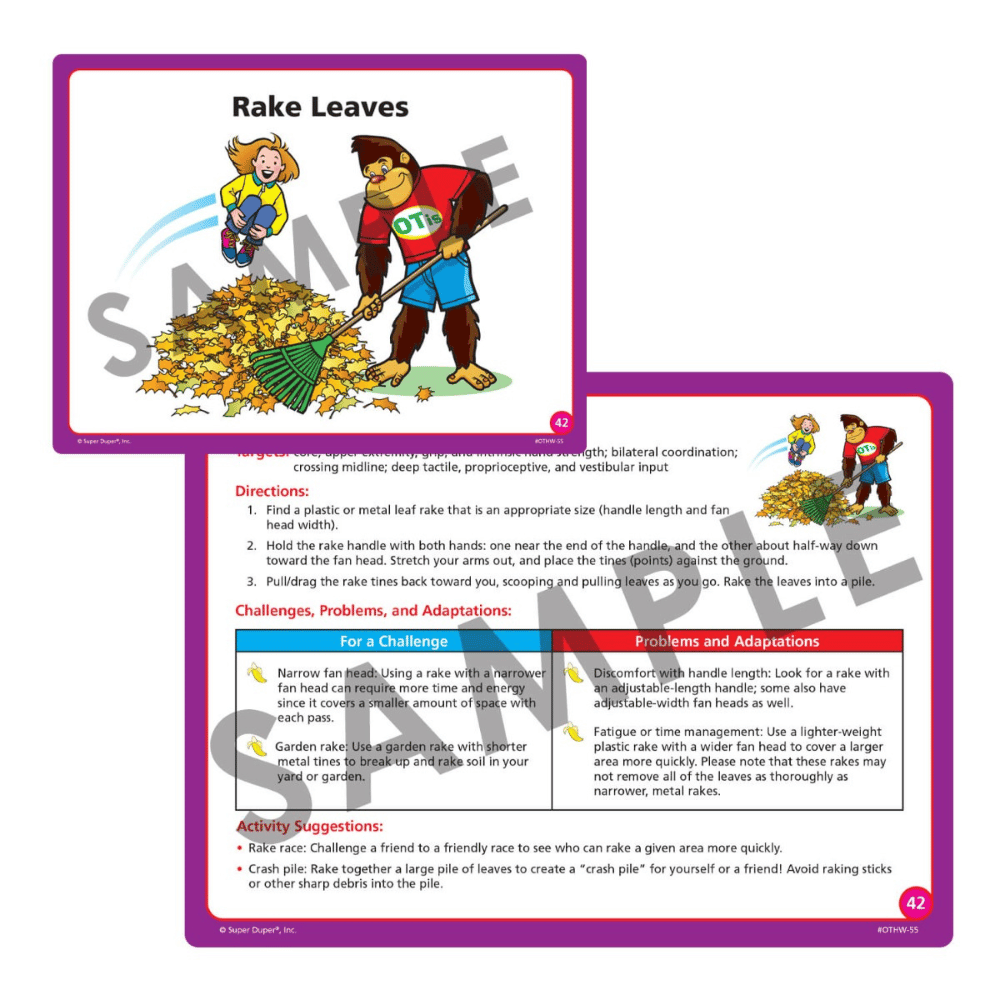 child using Heavy Work Activities with OTis™ card deck for sensory regulation and body awareness