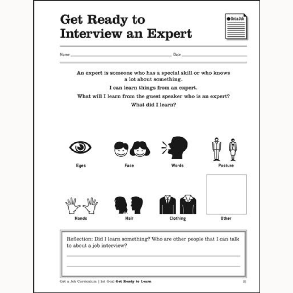 "Get Ready to Interview an Expert" excerpt from Attainment's Get a Job Curriculum book