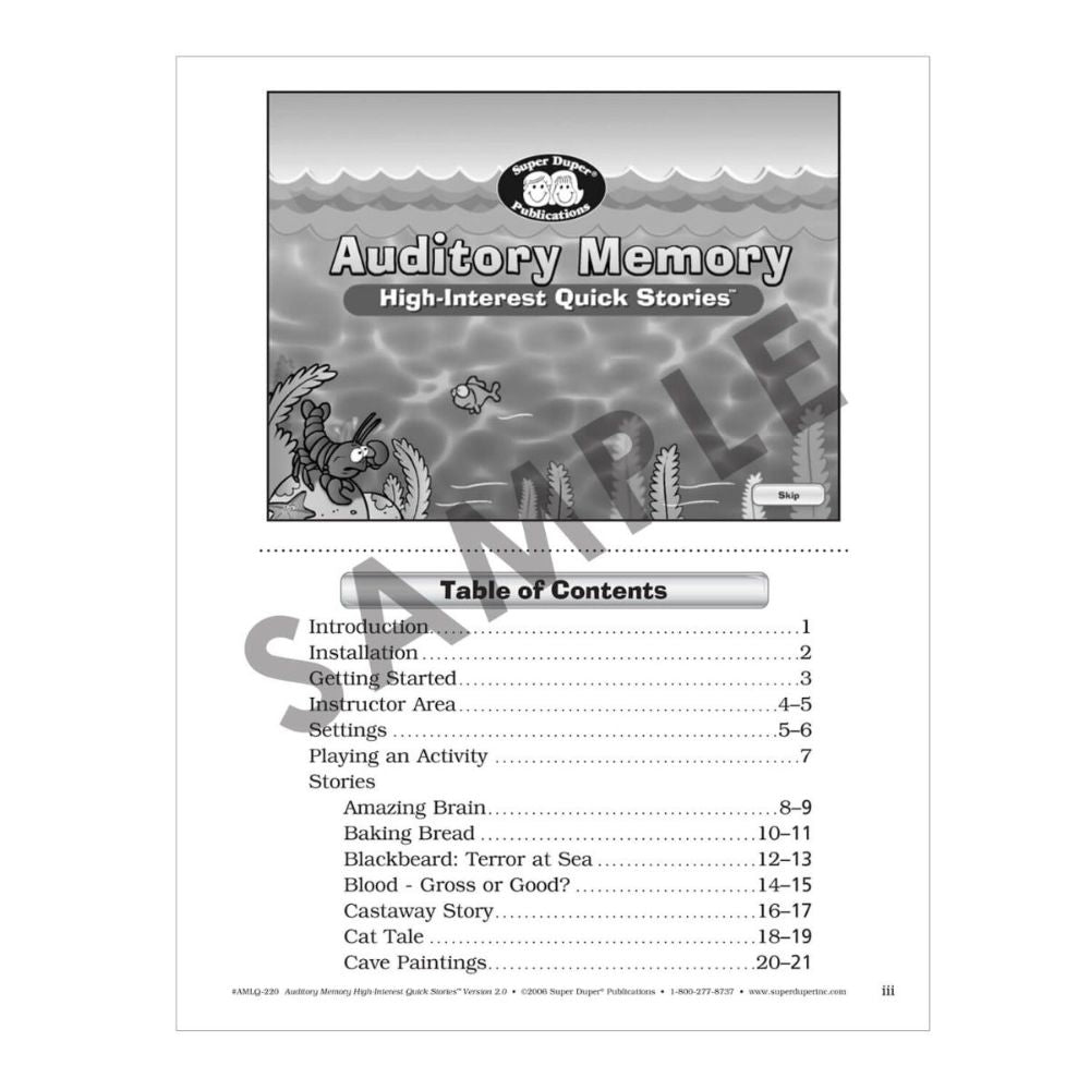 Auditory Memory High-Interest CD Version 2.0