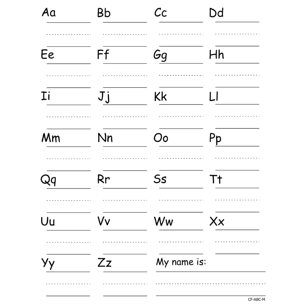 Back of the Alphamat worksheet