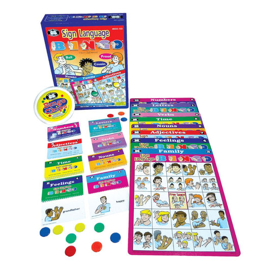 Sign Language BINGO™ educational bingo game that helps students and children learn sign language