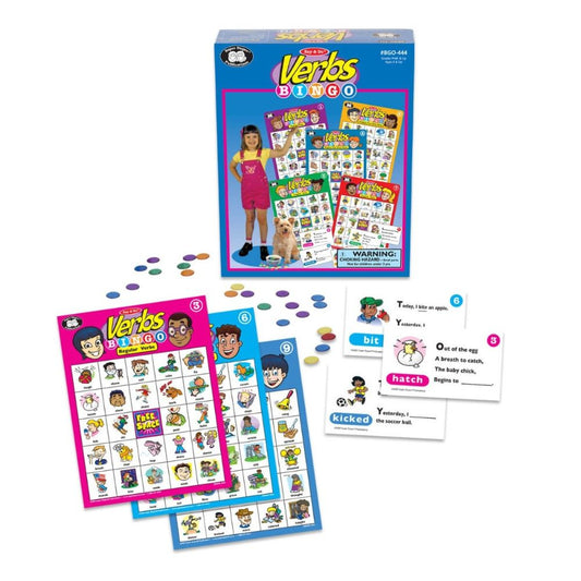 Say & Do® Verbs Bingo, grammar and language development game for students and children 