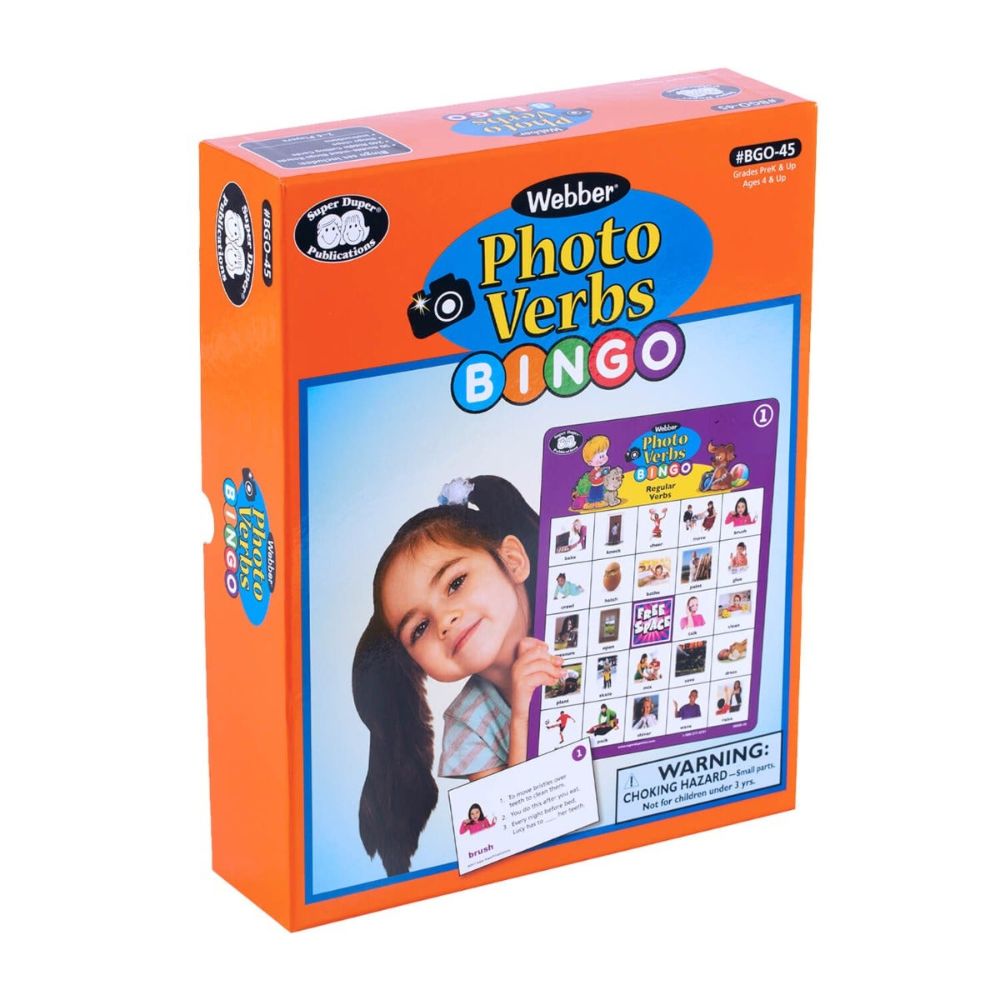 Photo Verbs Bingo, a photo-based bingo game that helps children learn vocabulary and language skills, Canada